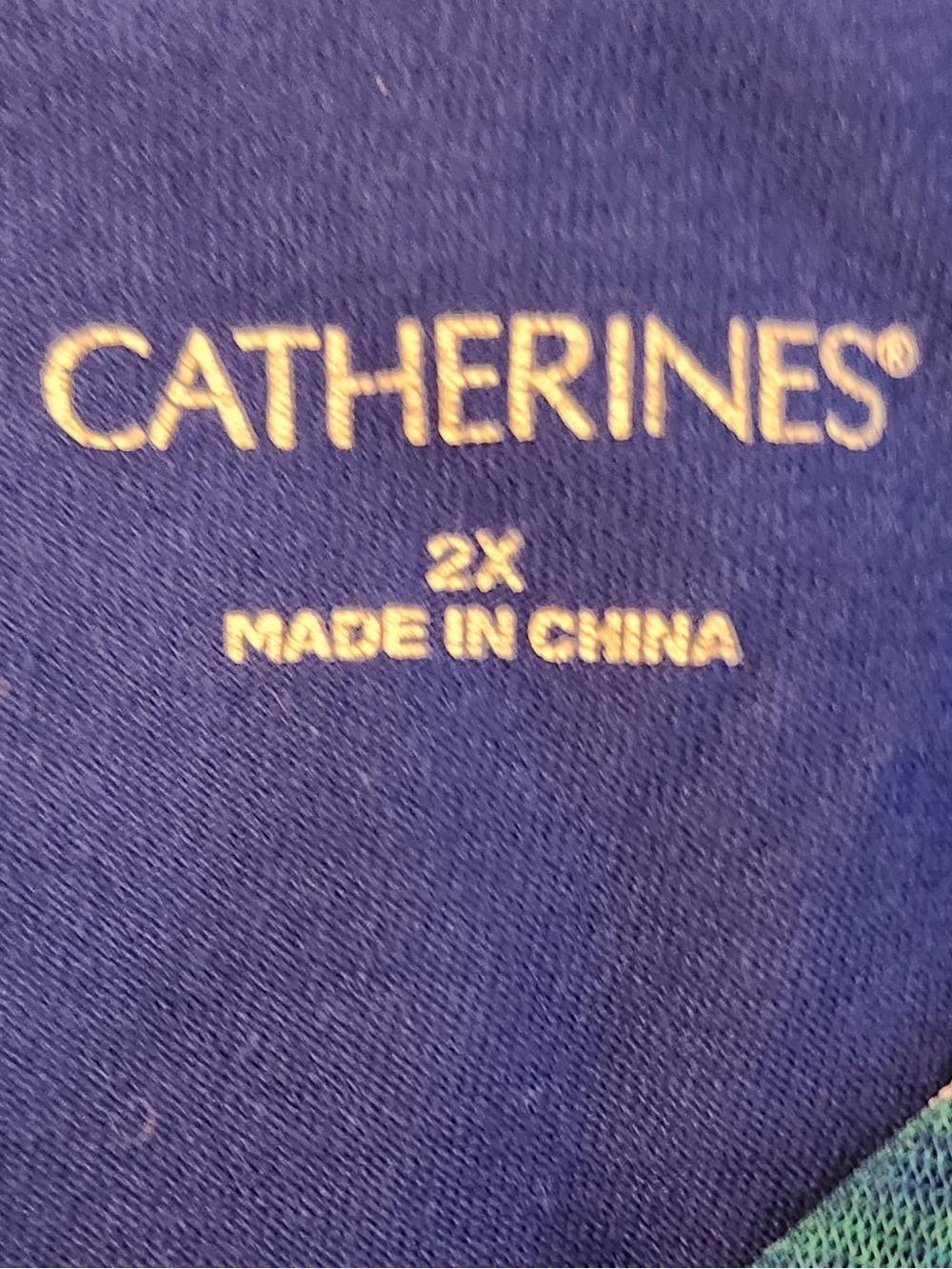 Catherines Blue & White Tropical Palm Leaf Tunic 2X 22/24W Asymmetrical - Picture 5 of 6
